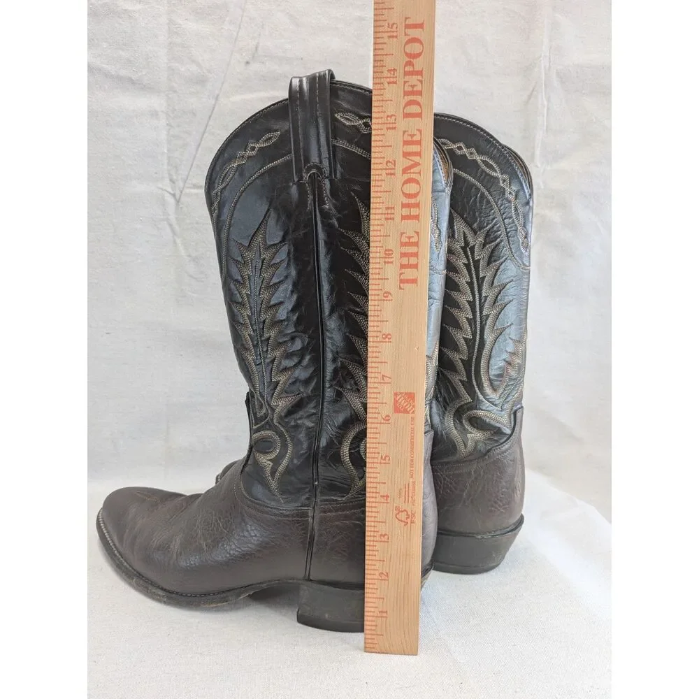 Western Cowboy Heritage 10.5D Tony Lama 6903 Leather Boots Brown Black